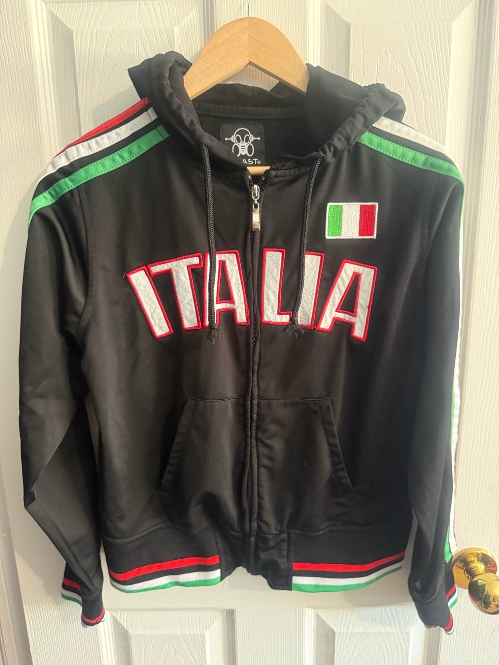 Italia Men's Black Zip-Up Hoodie Jacket
